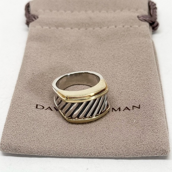 David Yurman Cigar Band Cable Ring .925/14K - Picture 6 of 11